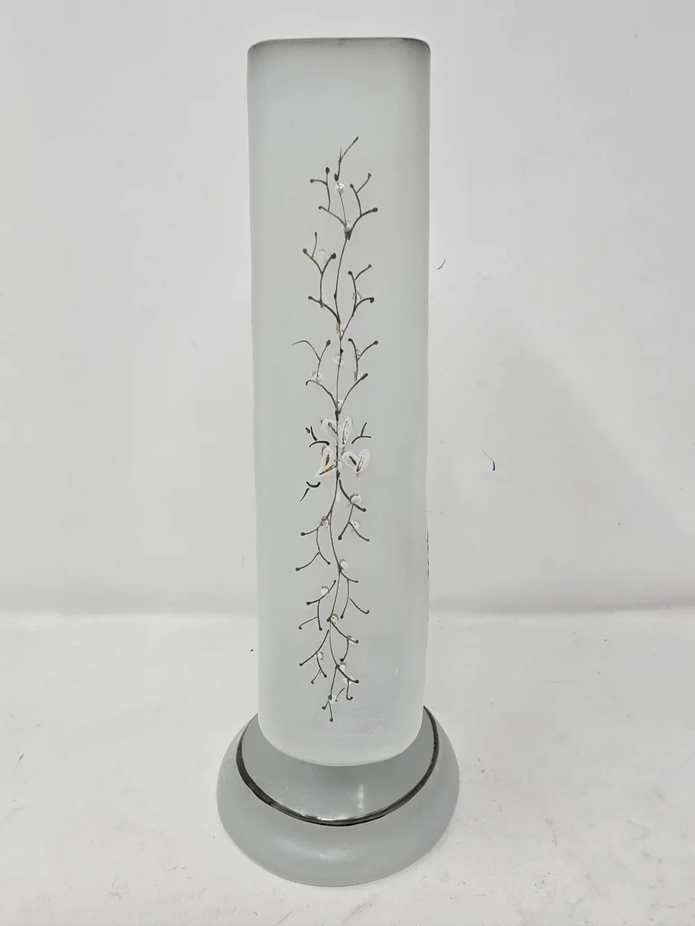 Vtg 1970s white satin glass vase square nature Chinese Japanese oriental - Picture 4 of 9